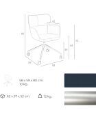 Chaise de bureau pivotante avec accoudoirs gris/bleu  - 58x59x80 cm