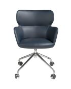 Chaise de bureau pivotante avec accoudoirs gris/bleu  - 58x59x80 cm