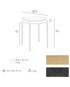 Table d'appoint ronde plateau en rotin naturel/noir  - 52x52x52 cm