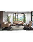 Table d'appoint ronde plateau en rotin naturel/noir  - 52x52x52 cm