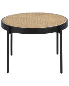 Table basse ronde plateau en rotin naturel/noir - 66x66x40 cm
