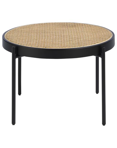 Runder Couchtisch mit natürlicher/schwarzer Rattanplatte - 66x66x40 cm