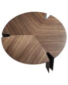 Table basse ronde noyer/noir - 90x90x36 cm