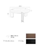 Table basse ronde noyer/noir - 90x90x36 cm