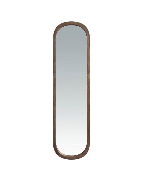 Miroir mural avec demi-pointe ovale noyer - 40x150x4 cm