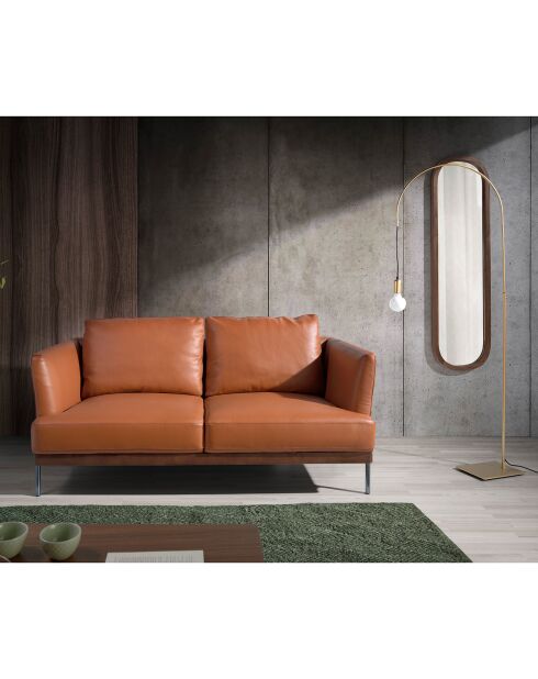 Miroir mural avec demi-pointe ovale noyer - 40x150x4 cm