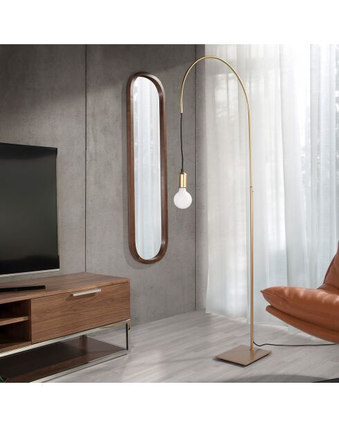 Miroir mural avec demi-pointe ovale noyer - 40x150x4 cm
