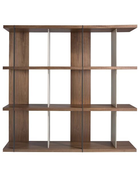 Bibliothèque gris/noyer/noir - 180x40x170 cm