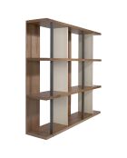 Bibliothèque gris/noyer/noir - 180x40x170 cm
