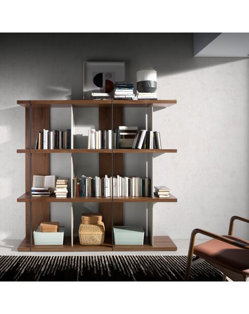 Bibliothèque gris/noyer/noir - 180x40x170 cm