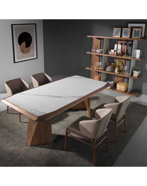 Bibliothèque gris/noyer/noir - 180x40x170 cm