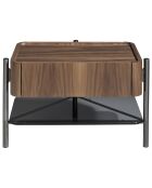 Table de chevet avec un tiroir de rangement. noyer/noir - 65x39x39 cm