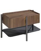 Table de chevet avec un tiroir de rangement. noyer/noir - 65x39x39 cm