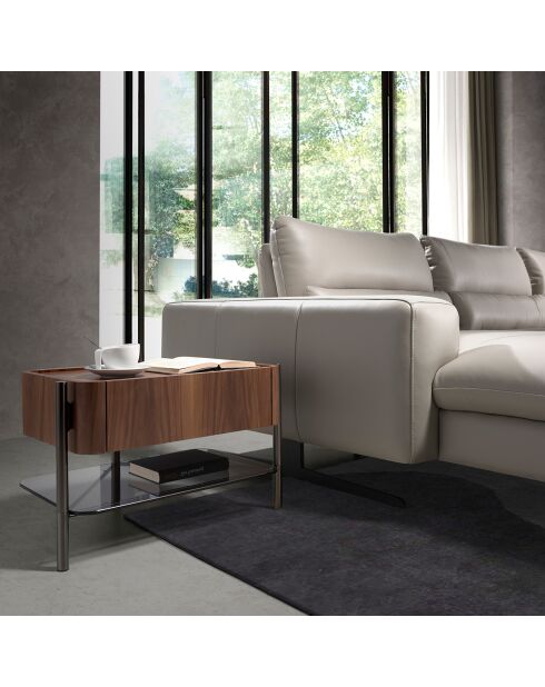 Table de chevet avec un tiroir de rangement. noyer/noir - 65x39x39 cm