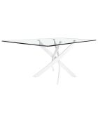 Table de salle à manger avec plateau en verre trempé transparent/blanc - 140x95x75 cm