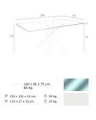 Table de salle à manger avec plateau en verre trempé transparent/blanc - 140x95x75 cm