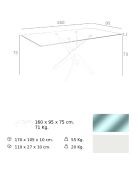 Table de salle à manger plateau en verre trempé transparent/blanc - 160x95x75 cm