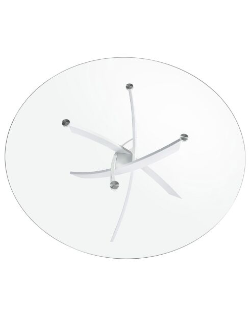 Mesa de comedor con tapa de cristal templado transparente/blanco - 140x140x75 cm