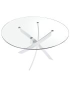 Table de salle à manger plateau en verre trempé transparent/blanc - 140x140x75 cm