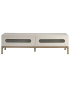 Meuble TV avec éclairage gris/noyer -  180x41x51 cm