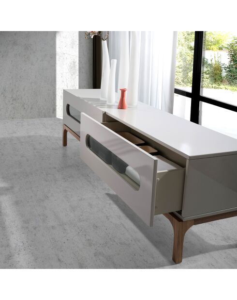 Meuble TV avec éclairage gris/noyer -  180x41x51 cm