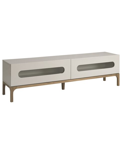 Meuble TV avec éclairage gris/noyer -  180x41x51 cm