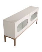 Buffet avec éclairage gris/noyer  - 180x41x75 cm