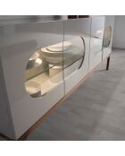 Buffet avec éclairage gris/noyer  - 180x41x75 cm