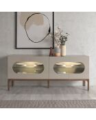 Buffet avec éclairage gris/noyer  - 180x41x75 cm