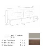 Buffet avec éclairage gris/noyer  - 180x41x75 cm