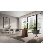 Buffet avec éclairage gris/noyer  - 180x41x75 cm