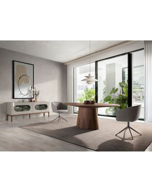 Buffet con illuminazione grigio/noce - 180x41x75 cm