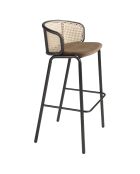 Tabouret en Velours avec accoudoirs marron/noir - 51x50x95 cm