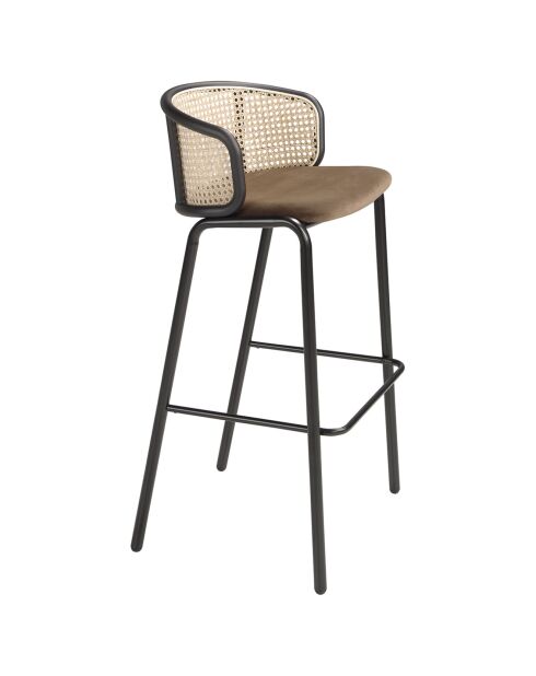 Tabouret en Velours avec accoudoirs marron/noir - 51x50x95 cm