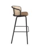 Tabouret en Velours avec accoudoirs marron/noir - 51x50x95 cm