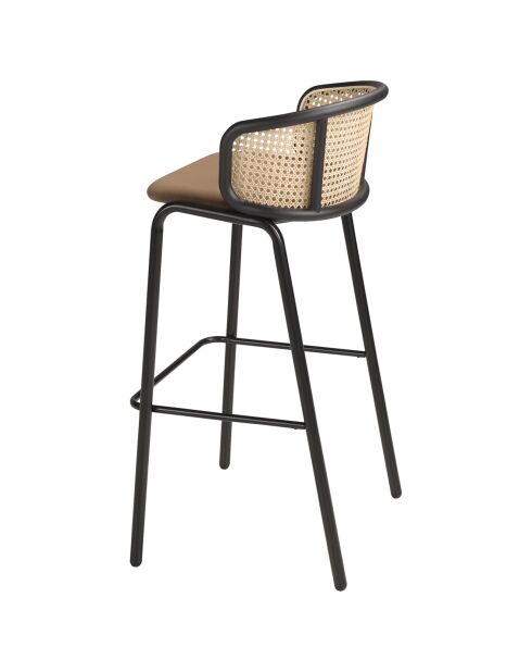 Tabouret en Velours avec accoudoirs marron/noir - 51x50x95 cm