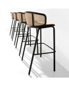 Tabouret en Velours avec accoudoirs marron/noir - 51x50x95 cm