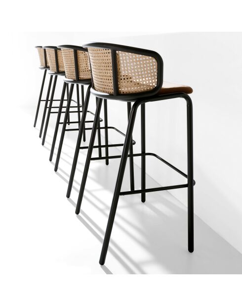 Tabouret en Velours avec accoudoirs marron/noir - 51x50x95 cm