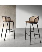 Tabouret en Velours avec accoudoirs marron/noir - 51x50x95 cm