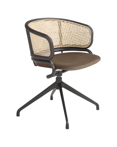 Chaise pivotante avec accoudoirs brun/noir - 56x53x74 cm