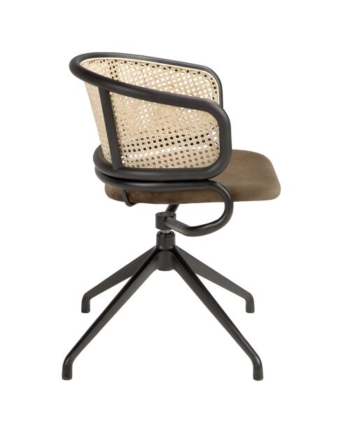 Chaise pivotante avec accoudoirs brun/noir - 56x53x74 cm