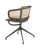Chaise pivotante avec accoudoirs brun/noir - 56x53x74 cm