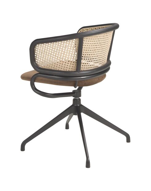 Chaise pivotante avec accoudoirs brun/noir - 56x53x74 cm