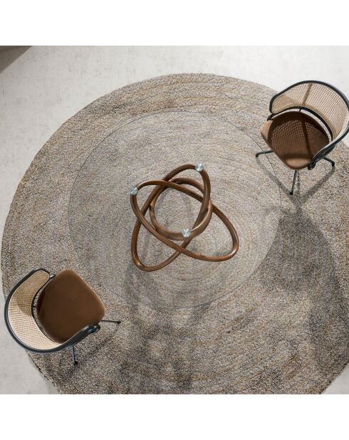 Chaise pivotante avec accoudoirs brun/noir - 56x53x74 cm