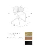 Chaise pivotante avec accoudoirs brun/noir - 56x53x74 cm