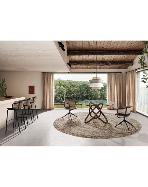 Chaise pivotante avec accoudoirs brun/noir - 56x53x74 cm