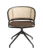 Chaise pivotante avec accoudoirs brun/noir - 56x53x74 cm