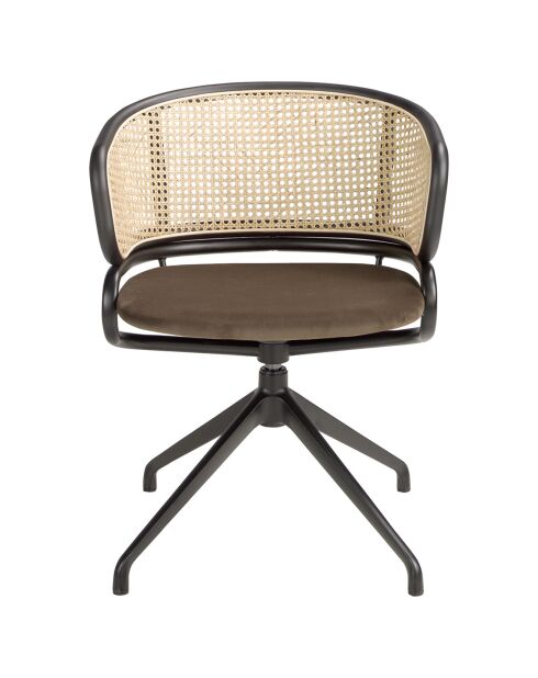 Chaise pivotante avec accoudoirs brun/noir - 56x53x74 cm