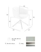 Fauteuil pivotant avec accoudoirs gris acier - 67x59x80 cm