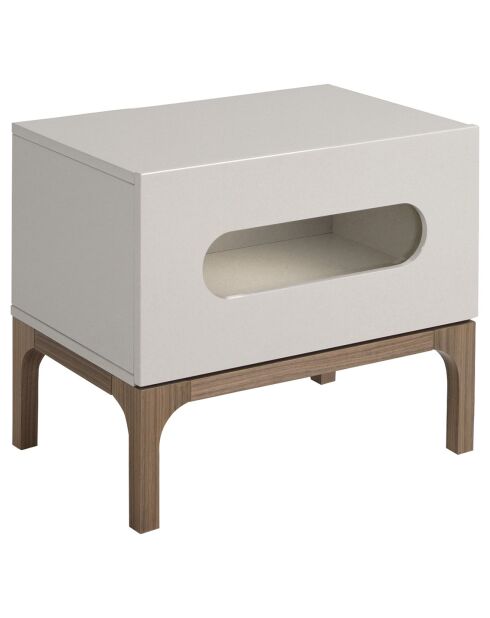 Table de chevet avec éclairage gris/noyer - 60x41x51 cm